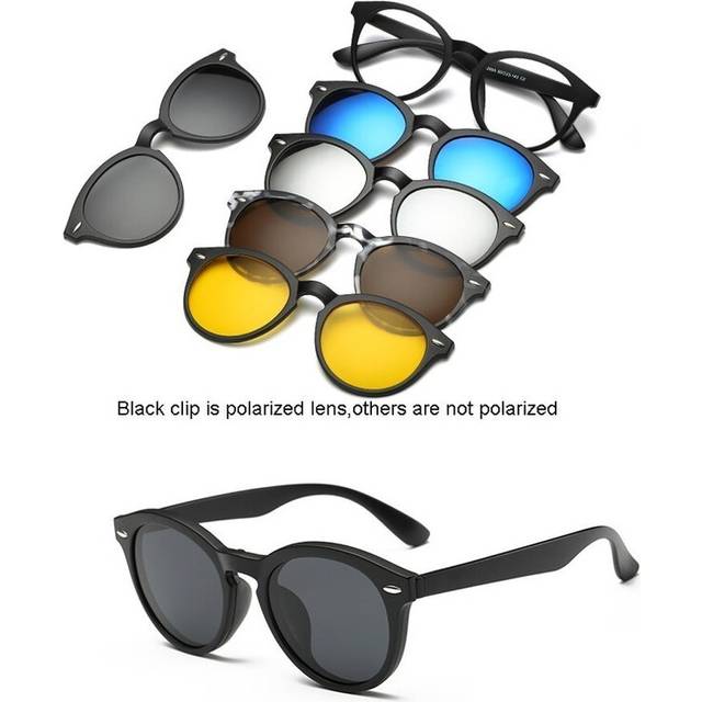 (2205A) 6 In 1 Custom Men Women Polarized Optical Magnetic Sunglasses Clip Magnet Clip on Sunglasses Clip on Sun Glasses Frame