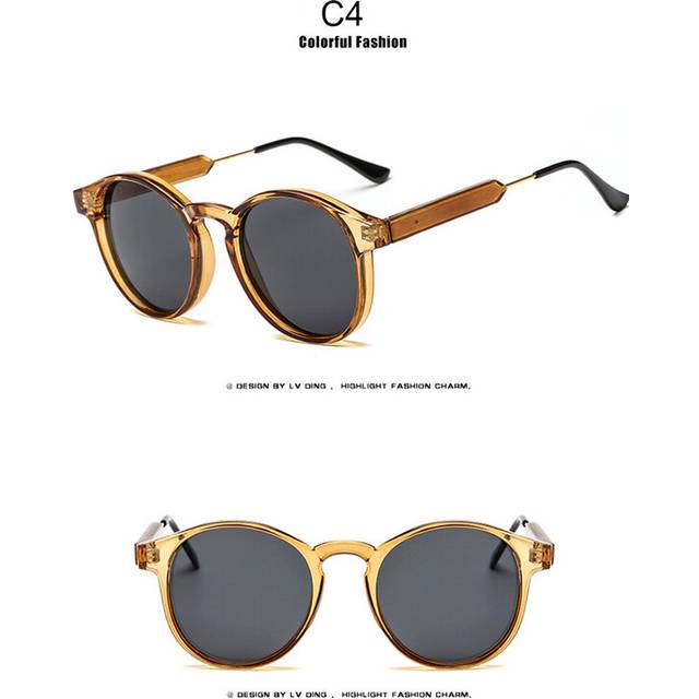 (Champagne, MULTI) Classic Round Vintage Sunglasse Women Brand Designer Female Glasses Retro Sunglasses Top Quality UV400