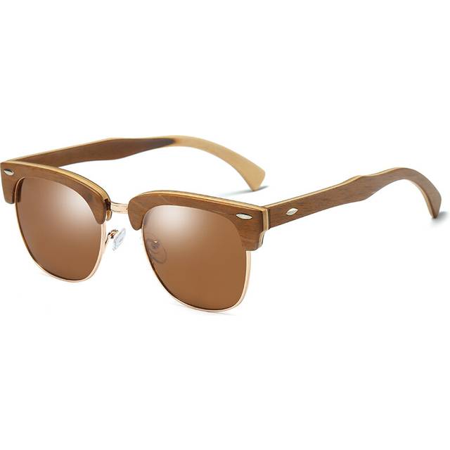 (GM037-BROWN) GM Natural Bamboo And Wooden Sunglasses VIP Manual Polarized Glasses Luxury brand Environmental Degradable Glasses Gift Box