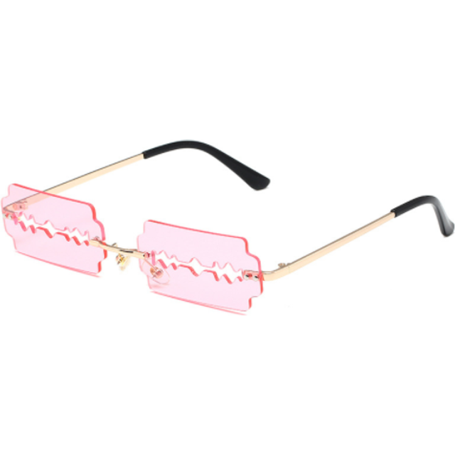 (pink, as picture) Festival Rimless Rectangle Sunglasses Women Personality Trend Unique Razor Blade Funny Sun Glasses Catwalk Party Hip Hop Eyewear