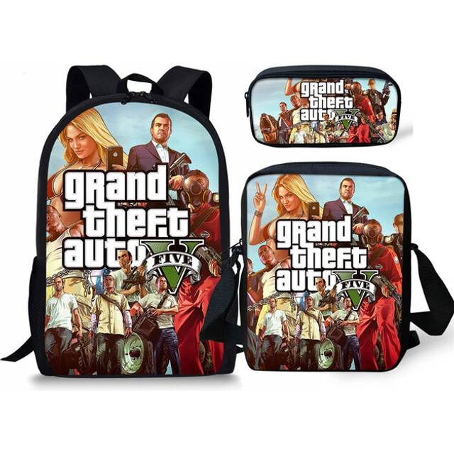 (3 pcs-a6) GTA 5 Print Schoolbag Personalized Pattern Book Backpack Teenagers School