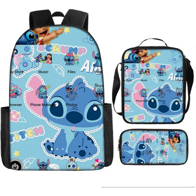 (20) NEW Kids Lilo Stitch Backpack Rucksack Student Handbag Laptop Travel Bag Gifts
