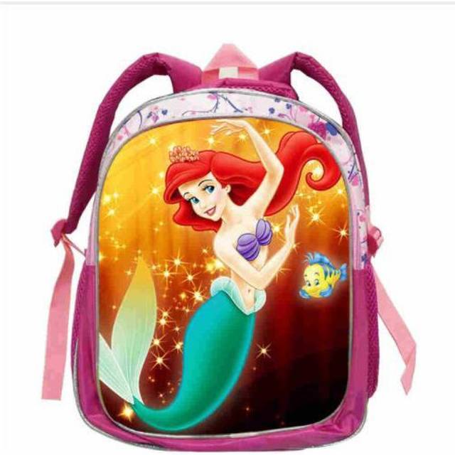 (as pictures2) Little Mermaid Ariel Princess Backpack Kids School Backpack Schoolbag