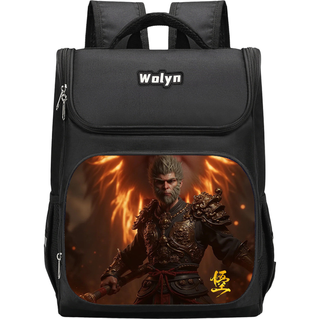 (Style H) Myth Black Wukong Pattern Children Backpack Large Capacity Bag Oxford Cloth