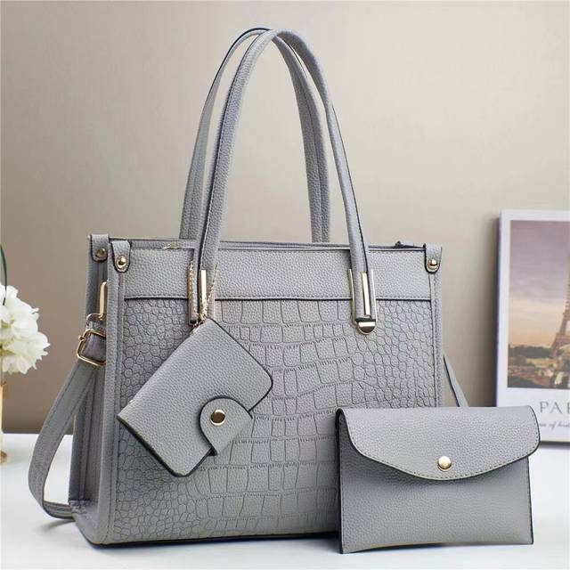(StyleH) Elegant Pu Stone Texture Tote Bag Stylish Crossbody Handbag For Daily Occasions