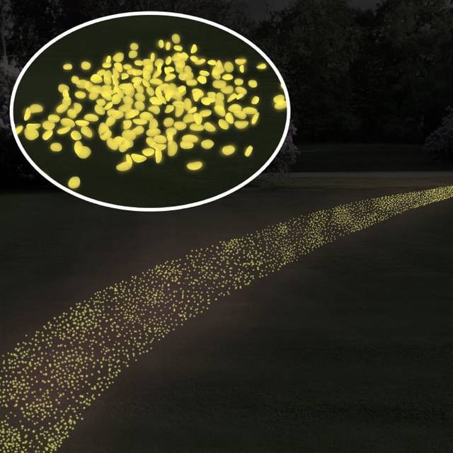 Garden Stones - Glow in the Dark Solar Pathway Pebble Lights, Yellow - 200 Count