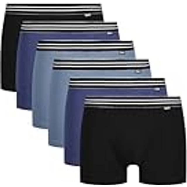 Pack of 6 Ecodim Hipsters in Plain Cotton - Black + Blue + Light Blue - M