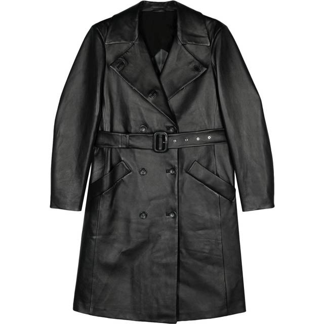 Sportmax - belted leather trench coat - women - Polyester/Lamb Skin/Elastane - 42 - Black