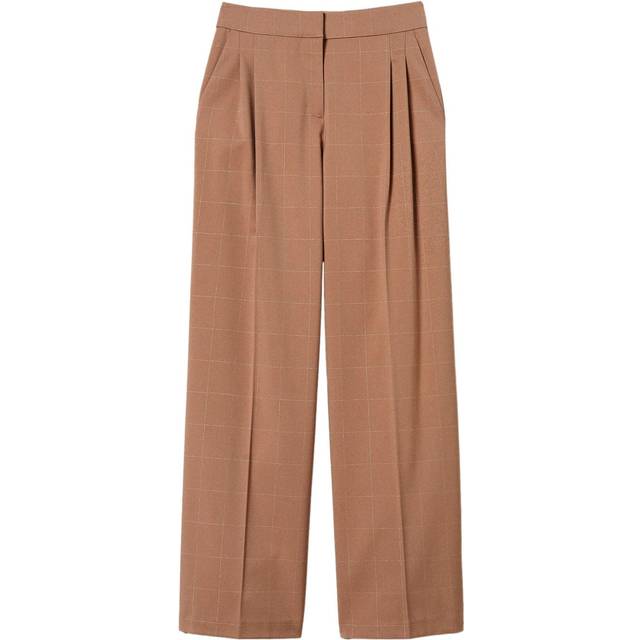 TWINSET - check pattern palazzo trousers - women - Polyester/Viscose/Spandex/Elastane/Metallized Polyester/Polyester/Cotton - XXS - Neutrals