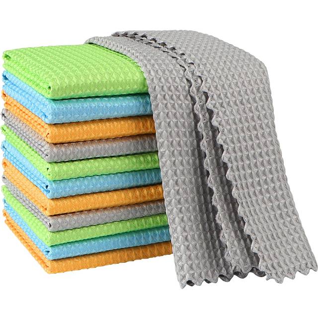 AIDEA Microfiber Glass Cleaning Cloth 12PK  Lint Free Cloth Polishing Cleaning Rags  Stainless Steel Wipes  Kitchen Dishcloths  Microfiber Towels for