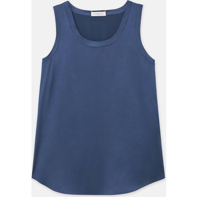 Perla Luxe Reversible Silk Charmeuse Shell - LIDO BLUE - X-Large