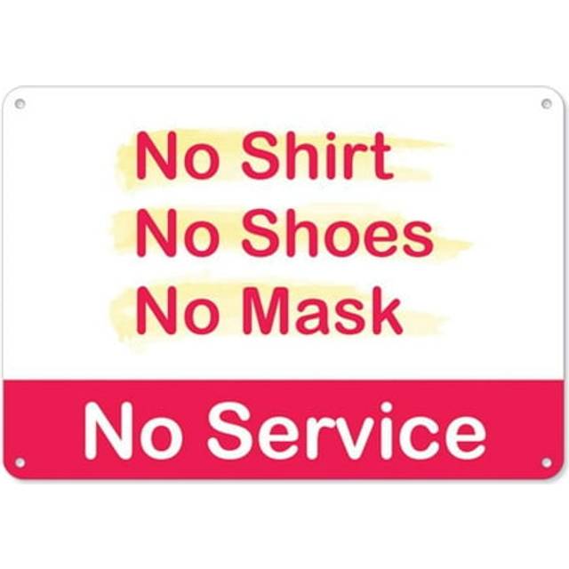 SignMission OS-NS-P-710-25351 Public Safety Plastic Sign - No Shirt No Shoes No Mask No Service