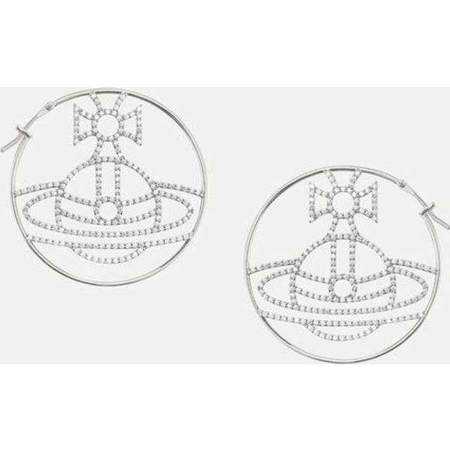 Vivienne Westwood Jewellery Womens Platinum / White Cz Eloisa Brass and Cubic Zirconia Hoop Earrings
