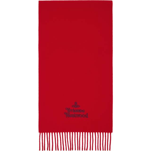 Vivienne Westwood Embroidered Wool Logo Scarf - Red