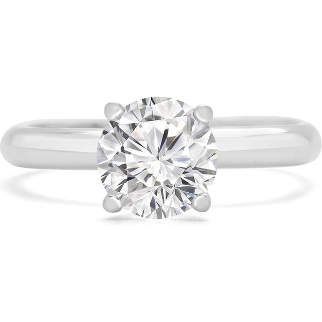 Majesty Diamonds MD240165-3 1 CT Round Lab Created Diamond Solitaire Engagement Ring in 14K White Gold - Size 3