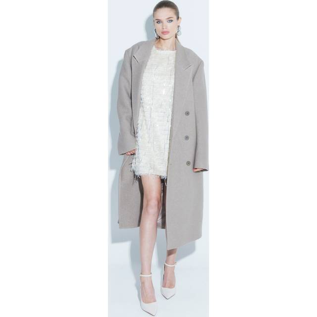 River Island Womens Cream Sequin Fringe Dress