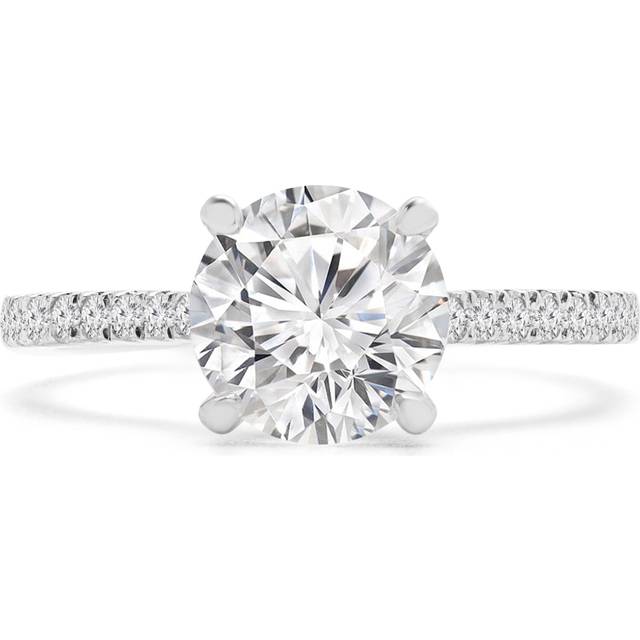 Majesty Diamonds MD240137-3 1.2 CTW Round Diamond Cathedral Tapered Solitaire with Accents Engagement Ring in 14K White Gold - Size 3