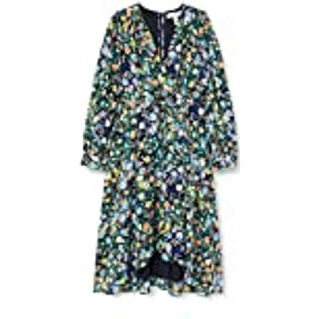 Womens Floral Print Midi Wrap Dress In Multicolour - 12