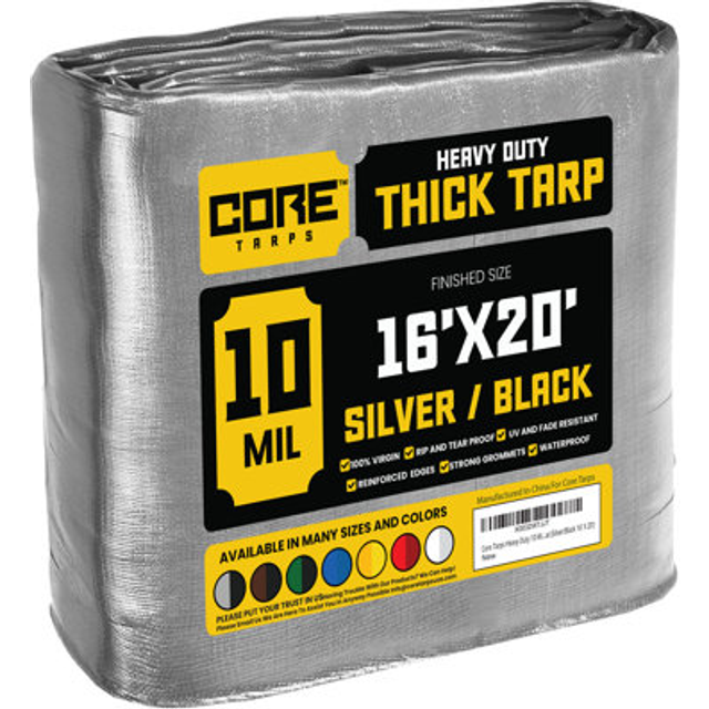 Core Tarps Heavy Duty 10 Mil Tarp Cover  Waterproof  UV Resistant  Rip and Tear Proof  Poly Tarpaulin with Reinforced Edges for Roof  Camping  Patio