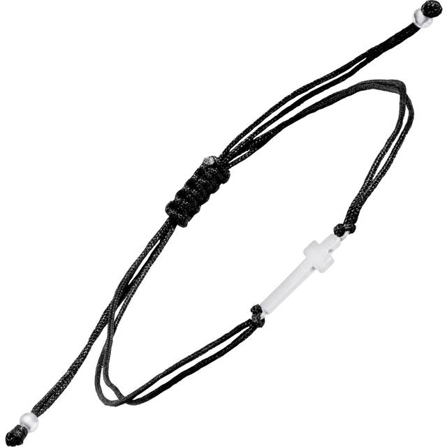 Silpada 'Simplex Cross' Black Cord Cross Bolo Bracelet in Sterling Silver, 10" - White