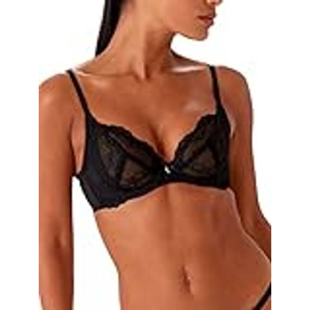 Gossard Womens Superboost Lace Plunge Bra - Black Polyamide - Size 30G