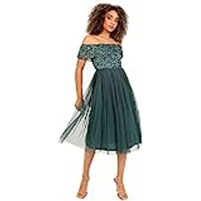 Bardot Embellished Midi Dress - Emerald - 18