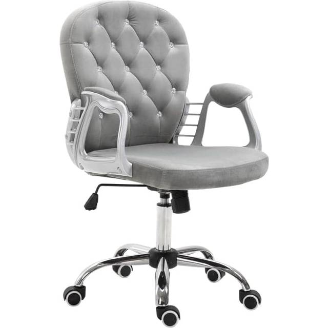 ProperAV Extra Ergonomic 360° Swivel Diamond Tufted Padded Base Office Chair with 5 Castor Wheels (Grey)