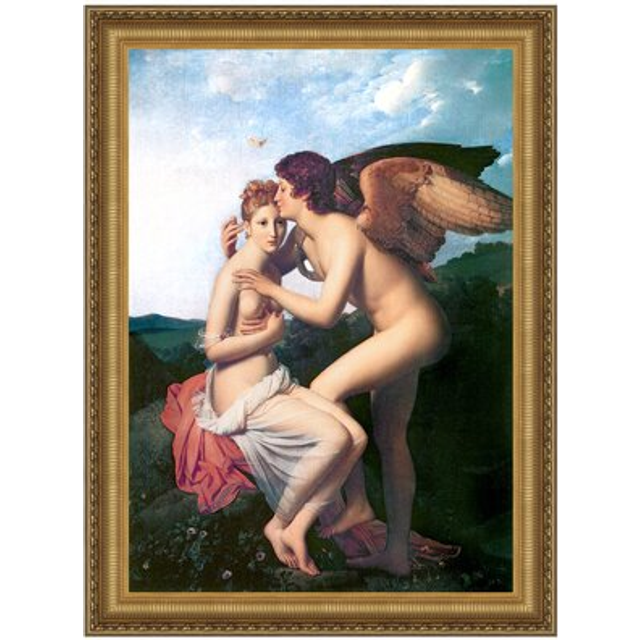 Psyche And Cupid Framed Canvas Replica Painting: Medium