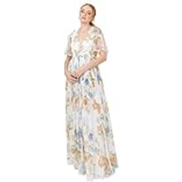 Anaya With Love Floral Twist Detail Maxi Dress, Ivory