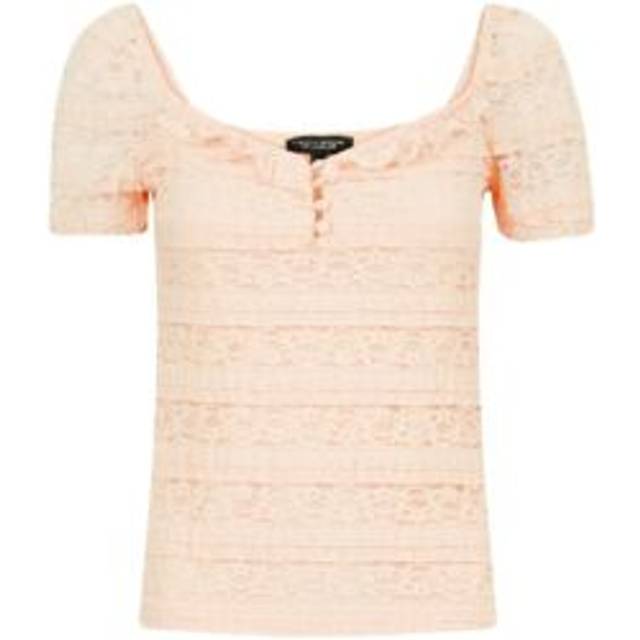 Dorothy perkins lace square neck top blouse in peach/pale pink size uk12 rrp £20