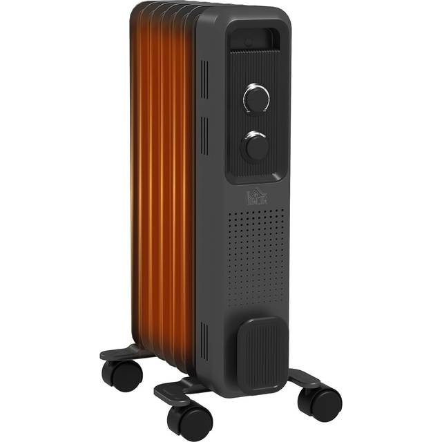 HOMCOM Oil Filled Radiator Portable Heater W/ 7 Fin, 3 Heat Settings Grey