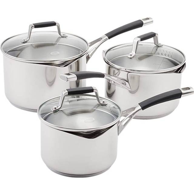 Stellar S5A1D Induction 3 Pce Draining Saucepan Set - Stainless Steel