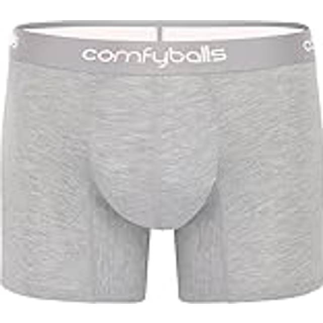(L) Comfyballs Long Boxer Shorts Mens Comfycel Classic Fit Extra Soft Underwear-Grey