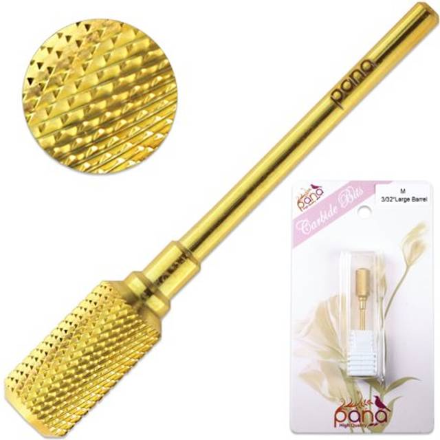 "Beauticom Professional Pana Brand Large Dome Top Barrel Nail Carbide Bit 3/32"""""""" Shank Size for Manicure  Dremel  Buffing Nails (M - MEDIUM  GOLD)"