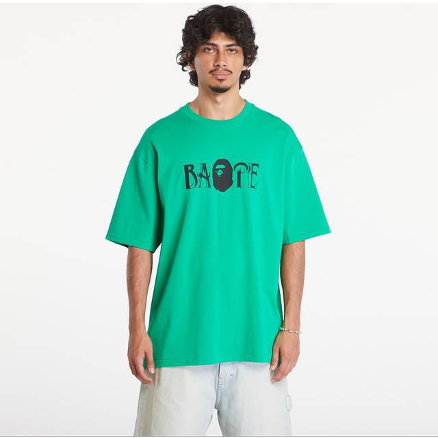 T-shirt A BATHING APE Screen Print Logo Relaxed Fit Short Sleeve Tee Green M (M)