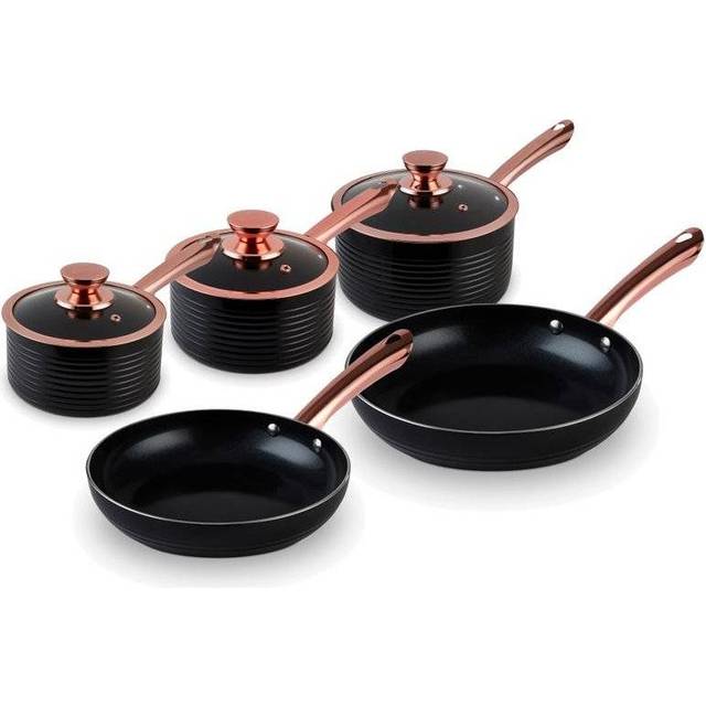 Tower Linear Rose Gold 5 Piece Pan Set Black