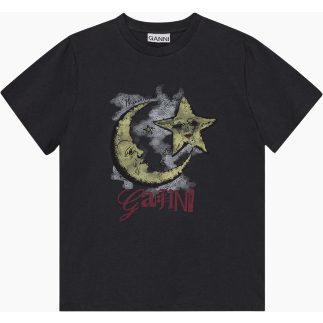 Ganni Moonlight Cotton-Jersey T-shirt - L - Black