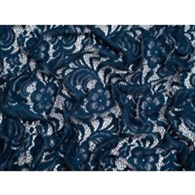 Minerva Core Range Scallop Edge Stretch Lace Fabric Navy Blue
