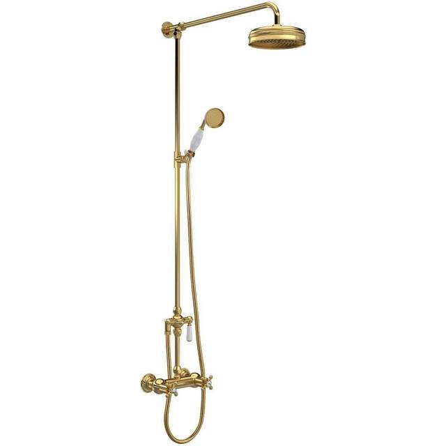 Hudson Reed Topaz Thermostatic Bar Shower Mixer with Shower Kit and Fixed Head - Brushed Brass