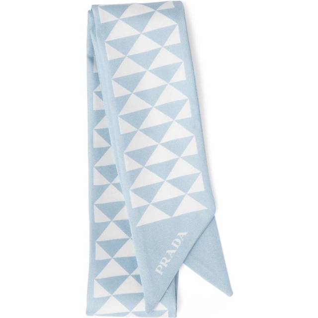 Prada Silk Triangle Skinny Scarf - Turquoise - One size