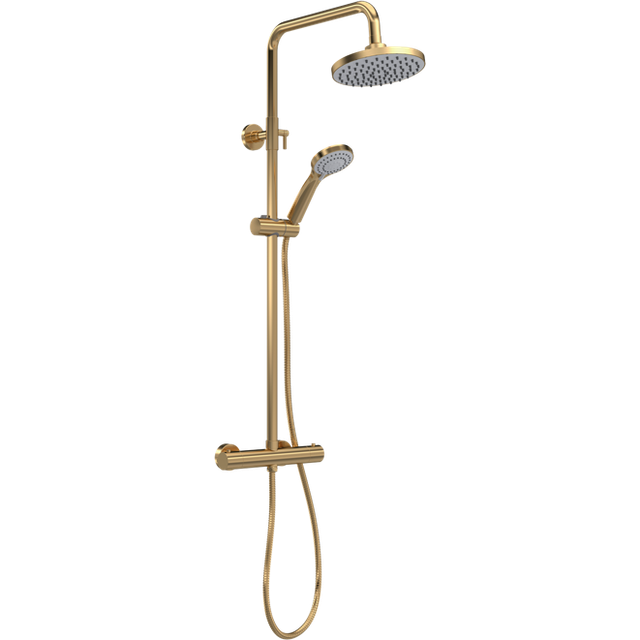 Modern round thermostatic bar mixer valve shower with handset & hose bathroom