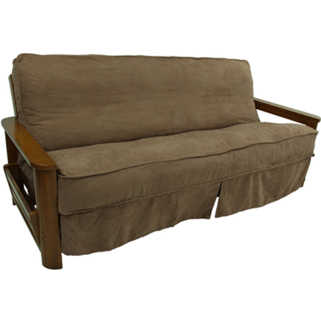 Blazing Needles Solid Microsuede Double Corded 8 to 9 Futon Cover, Full, Java