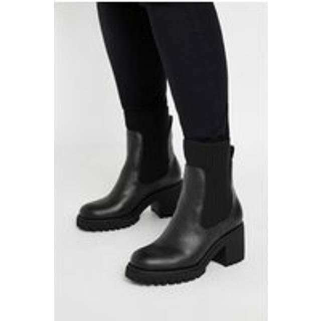 Black Faux Leather Sock Chelsea Boots In Extra Wide eee Fit - 6EEE