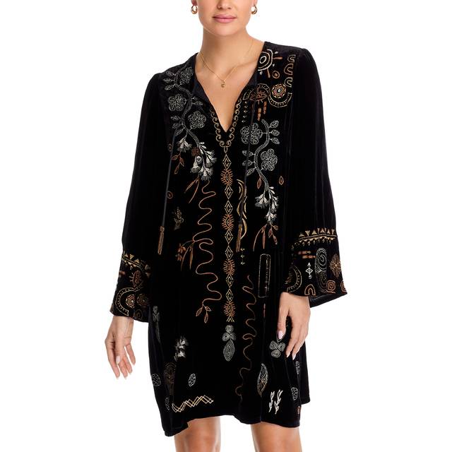 Johnny Was Kimono Sleeve Relaxed Silk-Blend Shift Dress