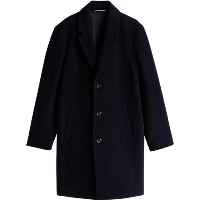 Smart Casual Wool Blend Coat - NAVY BLUE - XXL
