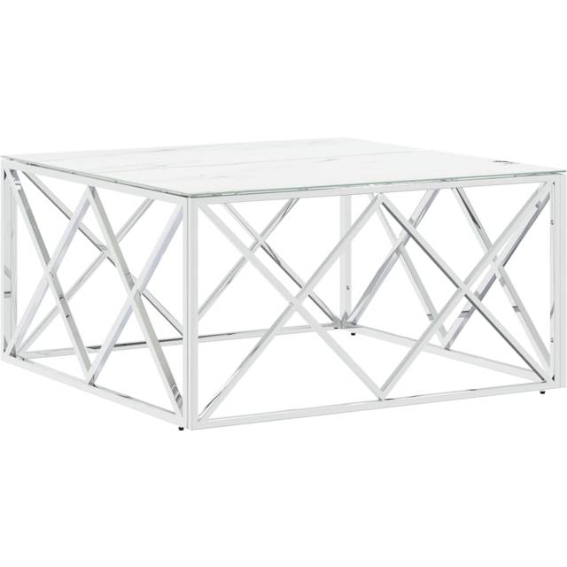 Soffbord silver 80x80x40 cm rostfritt stål och glas