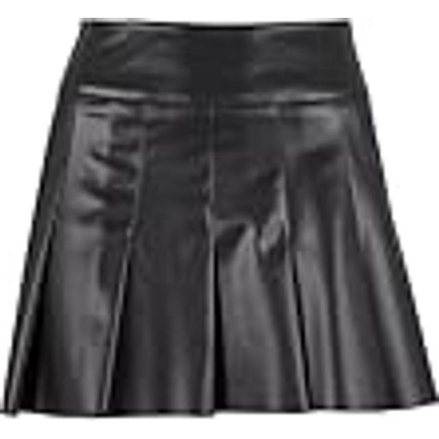 Urban Classics Kort kjol - Ladies Synthetic Leather Pleated Skirt - S XL - f&#xF6;r Dam - svart