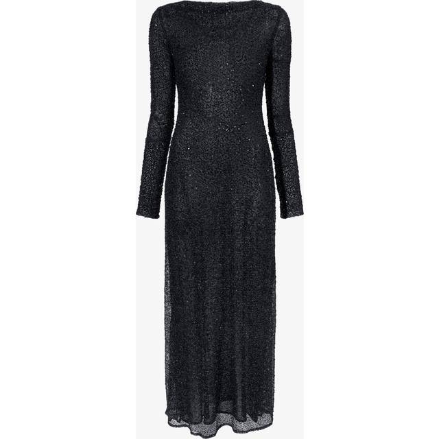 Marlowe Sequined Long Sleeve Dress - BLACK - 4