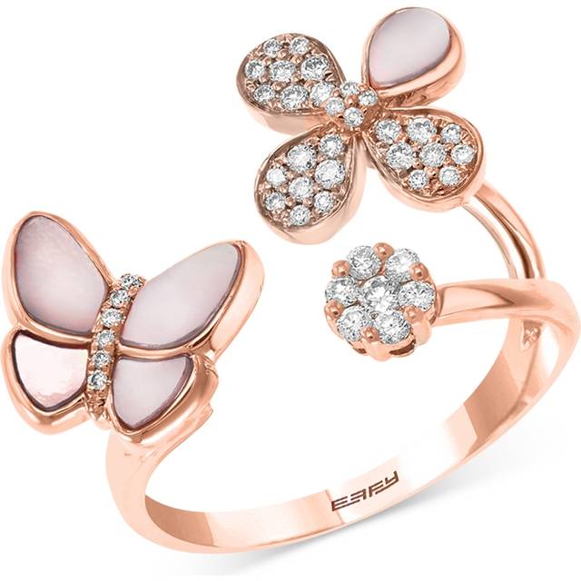 Bloomingdale's Fine Collection Mother-of-Pearl & Diamond Butterfly & Flower Ring in 14K Rose Gold - Exclusive