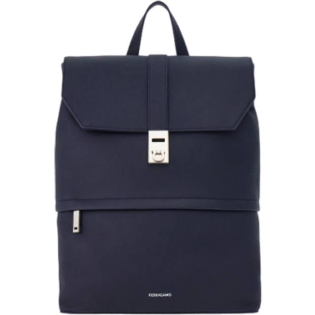 Ferragamo Men Backpack with Gancini buckle Blue